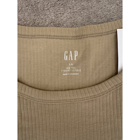 Gap Rib Tee T-Shirt (Khaki Tan) - Large - Picture 2 of 3